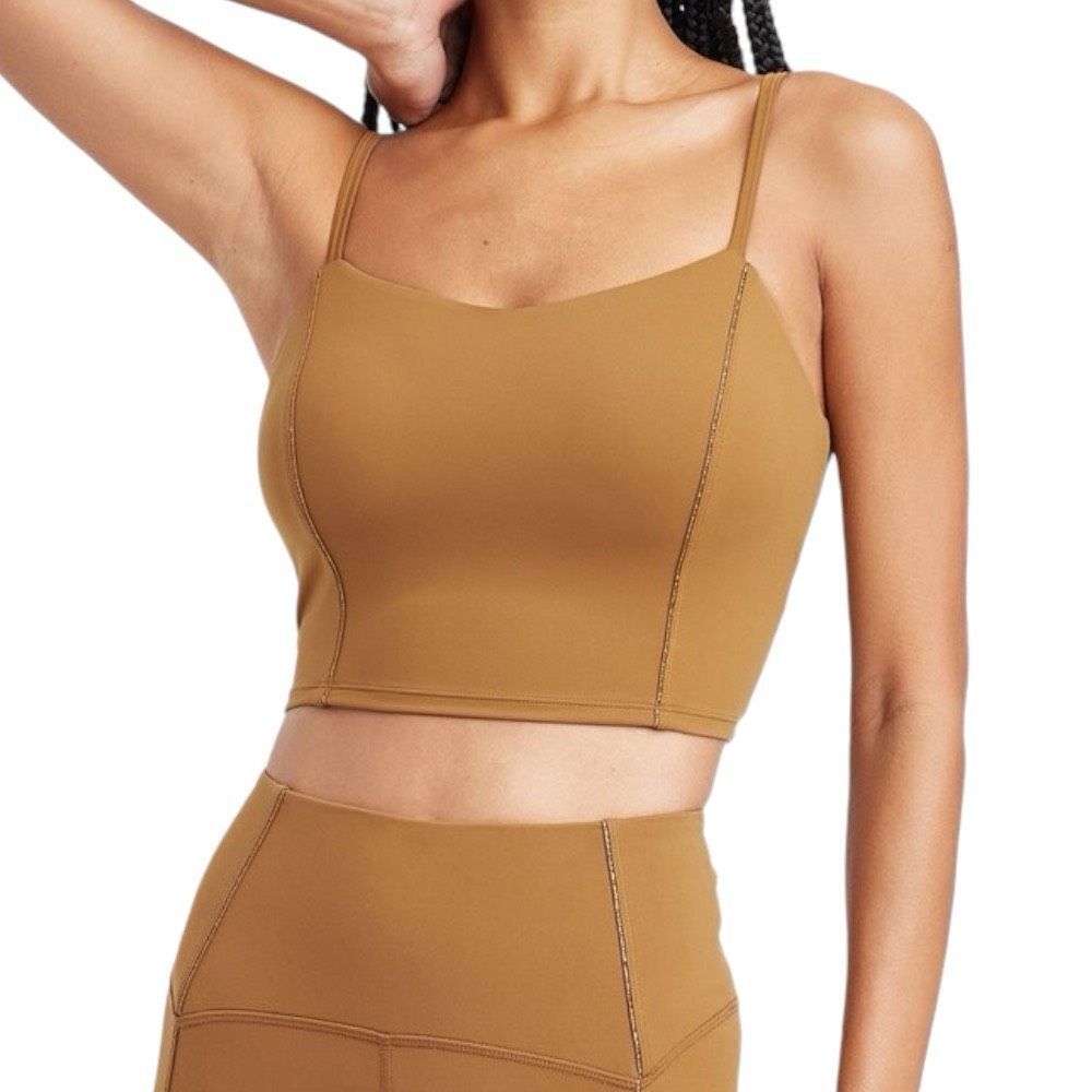 NEW JoyLab Brown Corset Detail Sports Bra XS